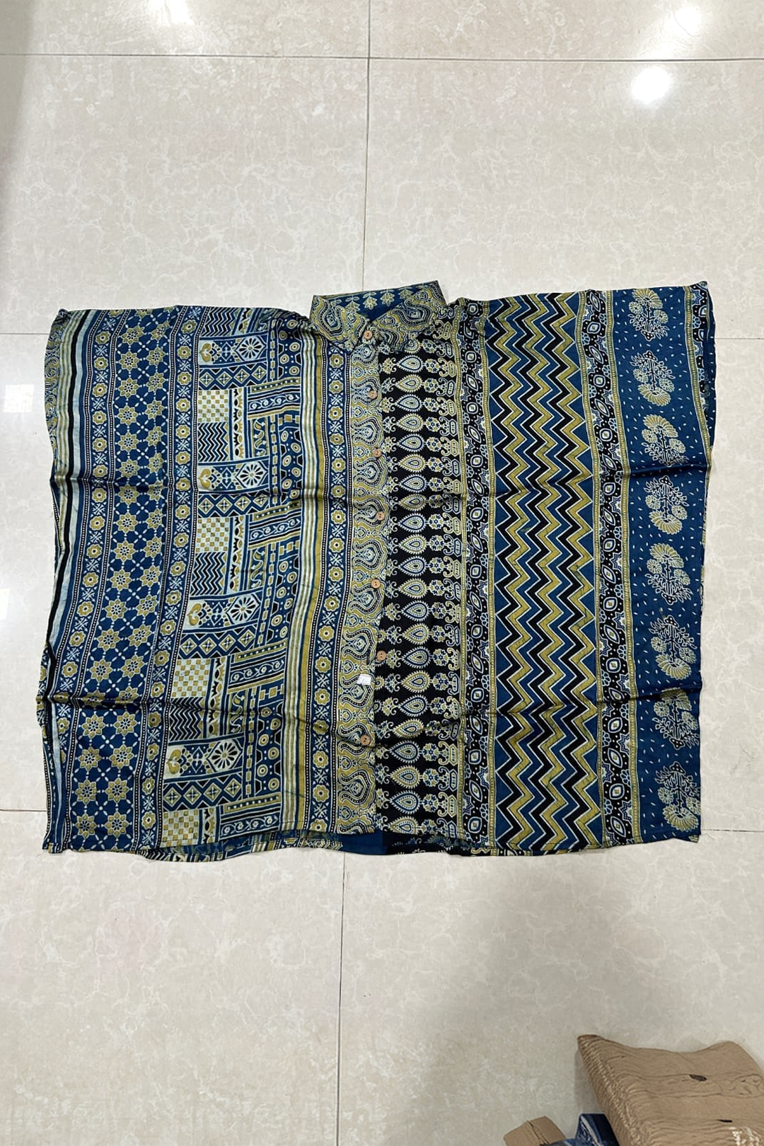 Shirt Navy Gold Patchwork