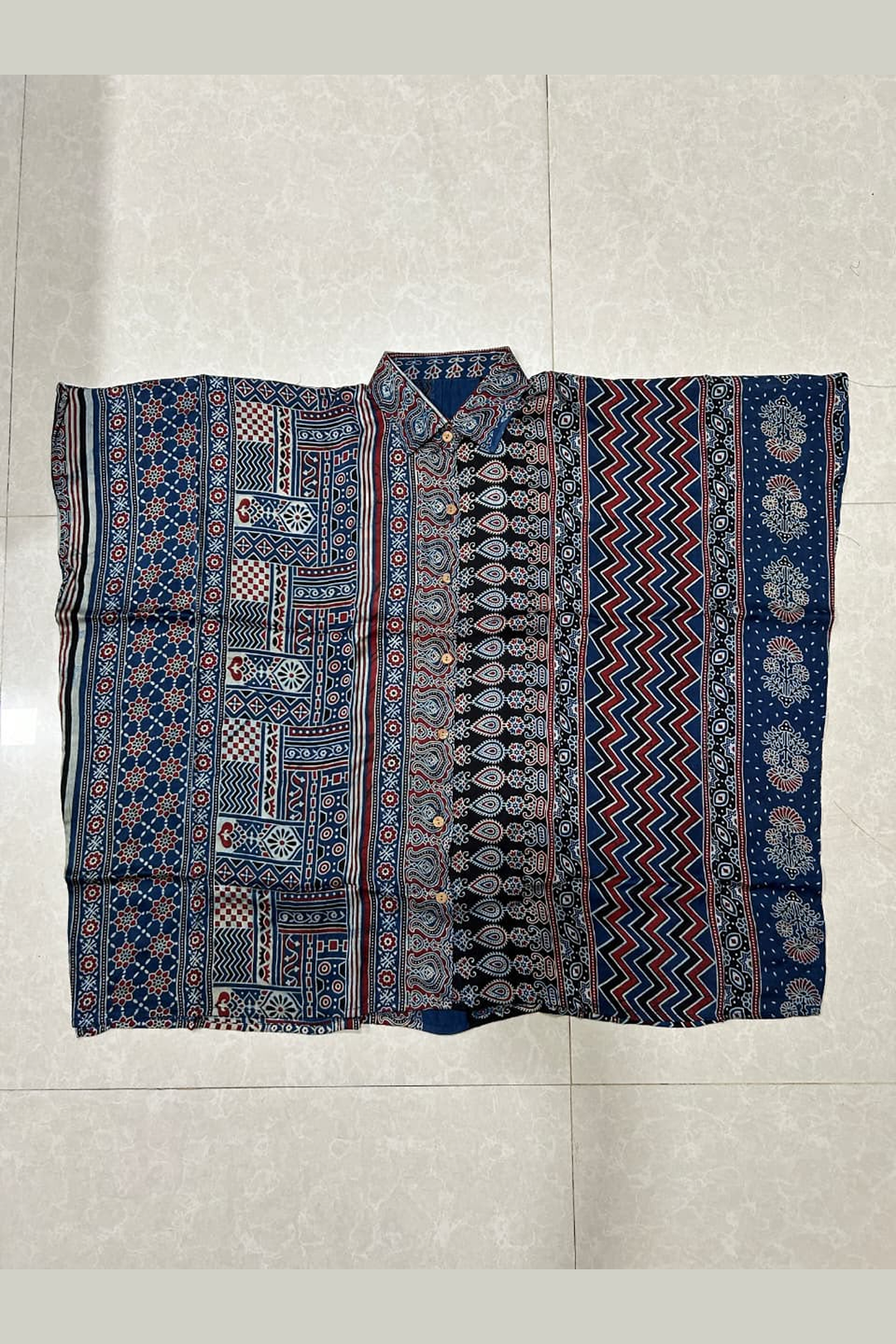 Shirt Indigo Patchwork