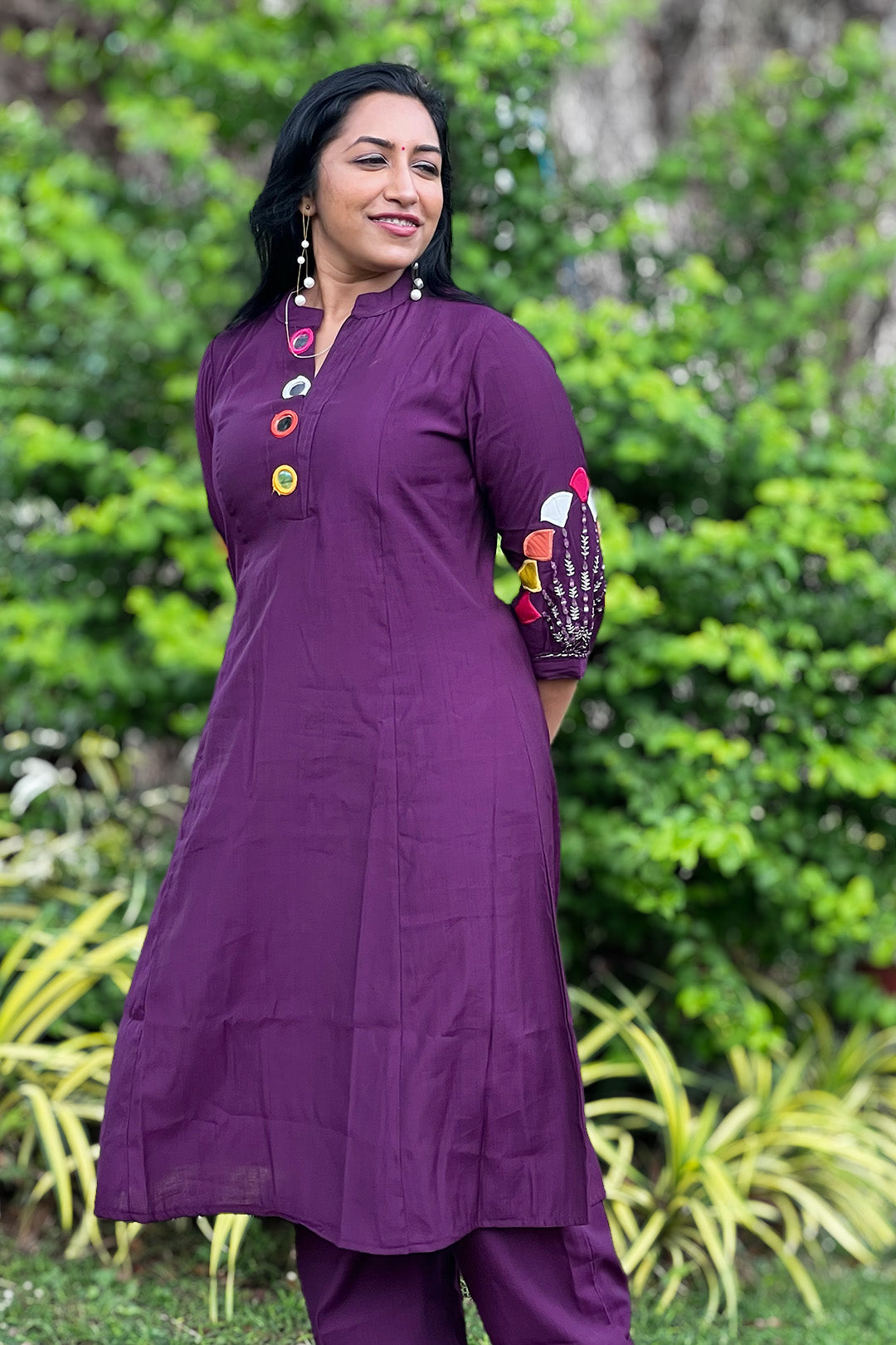Aroha Amethyst plum co-ord set, front angle