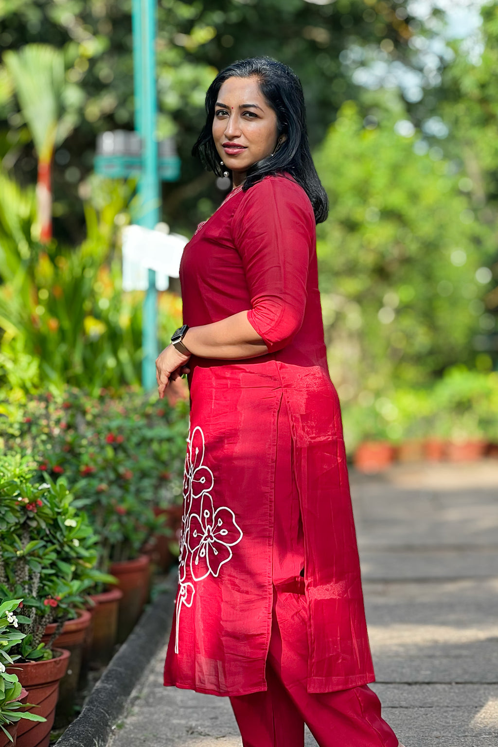 Aroha Crimson Muse co-ord set, side angle