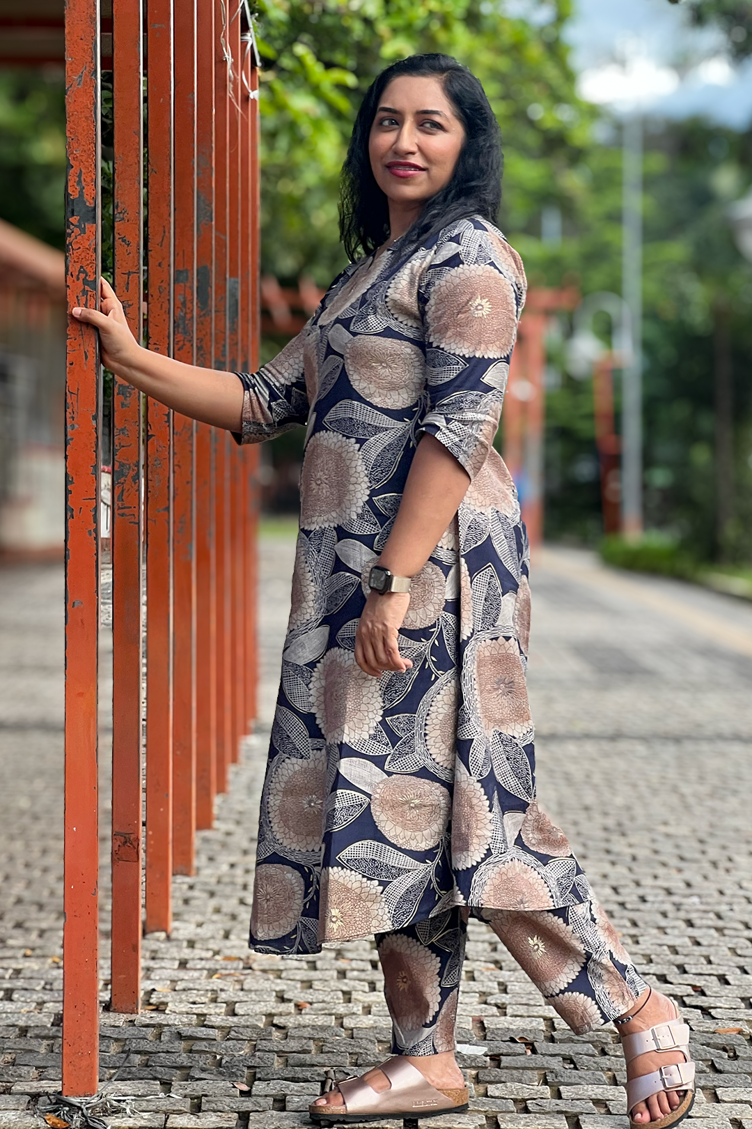 Aroha Dahlia co-ord set, side angle